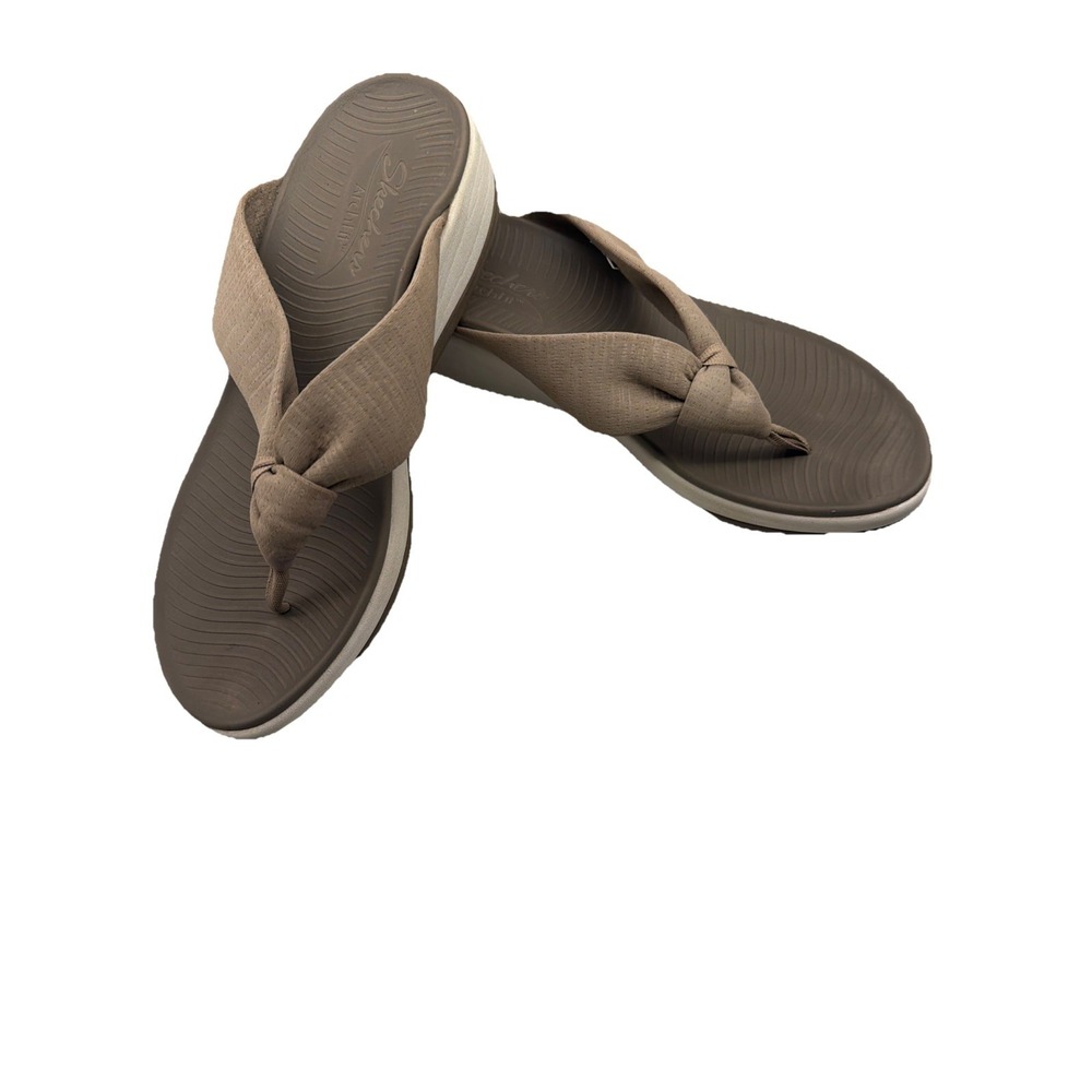 Skechers Arch Fit Sunshine My Life Thong Sandals Dark Taupe Women's Size 8 - Picture 1 of 9
